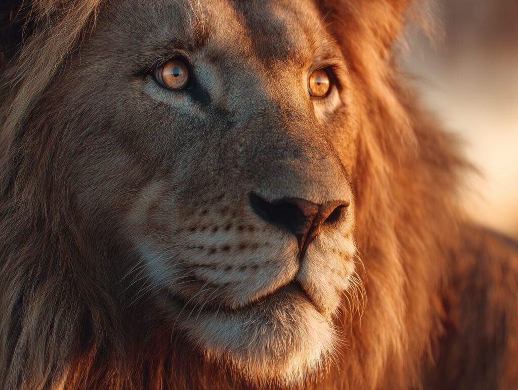 Magnifique gros plan sur un lion