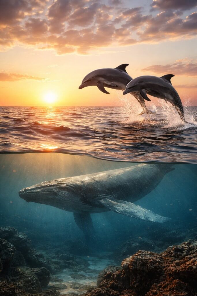 Les mammifères marins, comme les dauphins et les baleines, respirent de l'air mais ont choisi l'océan comme maison.
