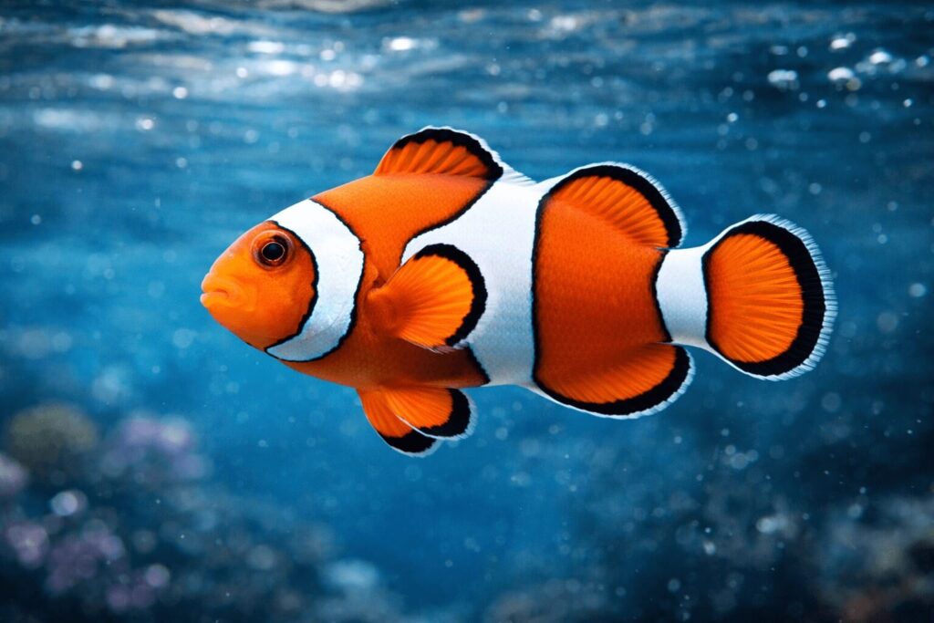 Poisson tropical aux écailles irisées montrant ses nageoires déployées et ses branchies ouvertes