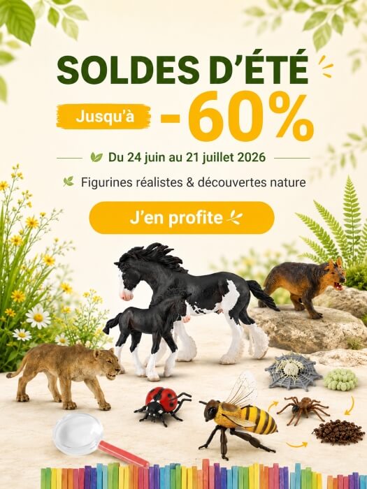 Soldes d'été 2026 LesMinis jusqu'à -60 % sur les figurines réalistes et le matériel éducatif Montessori, du 24 juin au 21 juillet 2026